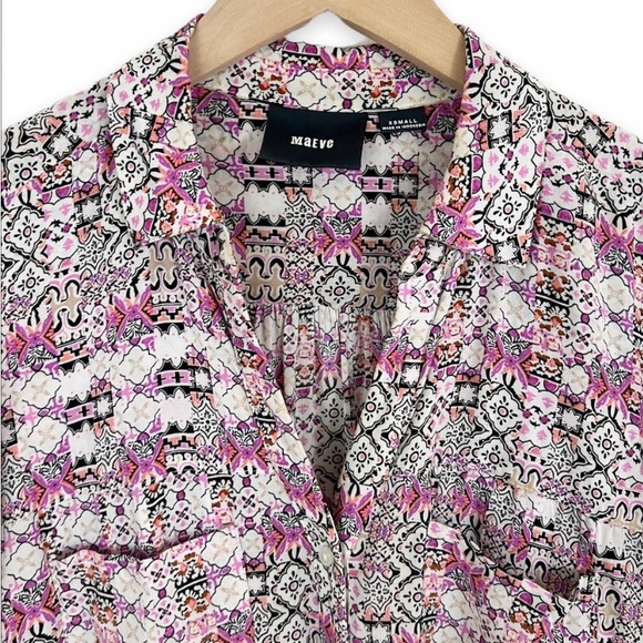 Anthropologie Maeve Islet Button-Down Printed Top XS - Picture 4 of 6